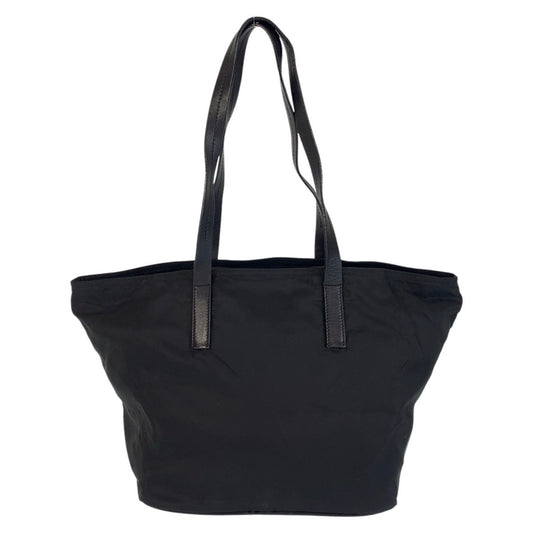 PRADA Tote Bag Nylon Black SilverMetal Tote Bag Shoulder Bag Test Triangle With logo Women Used Authentic