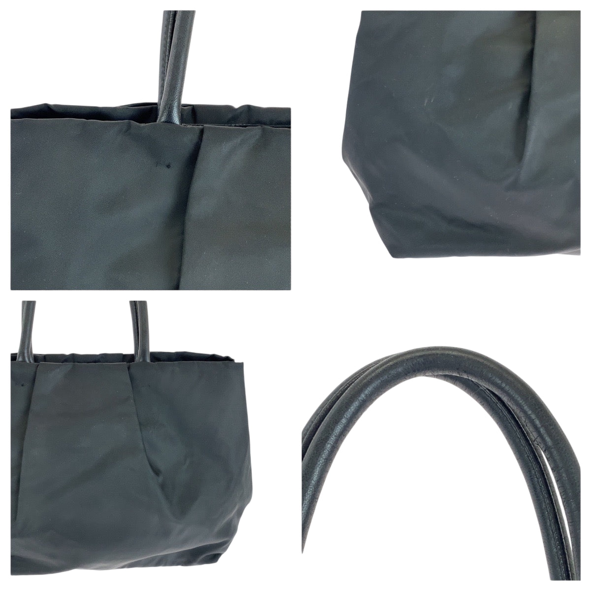 PRADA Tote Bag BN1601 Nylon Black SilverMetal Tote Bag handbag Test Ribbon TriangleWith logo Women Used Authentic