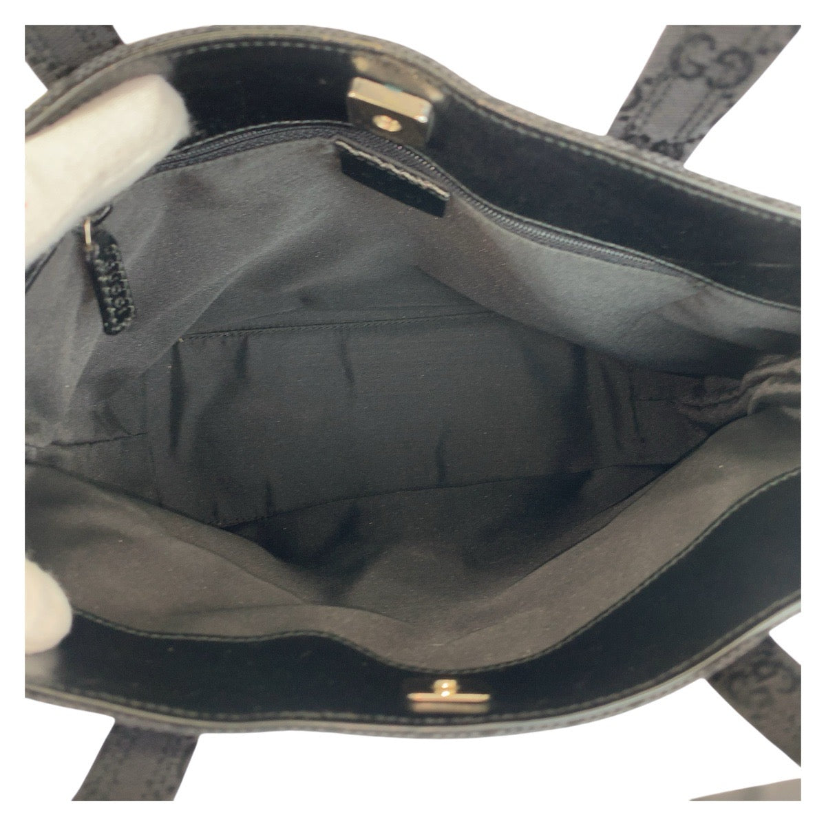 GUCCI Tote Bag 002 1080 GG canvas, leather Black black Tote Bag handbag Women Used Authentic