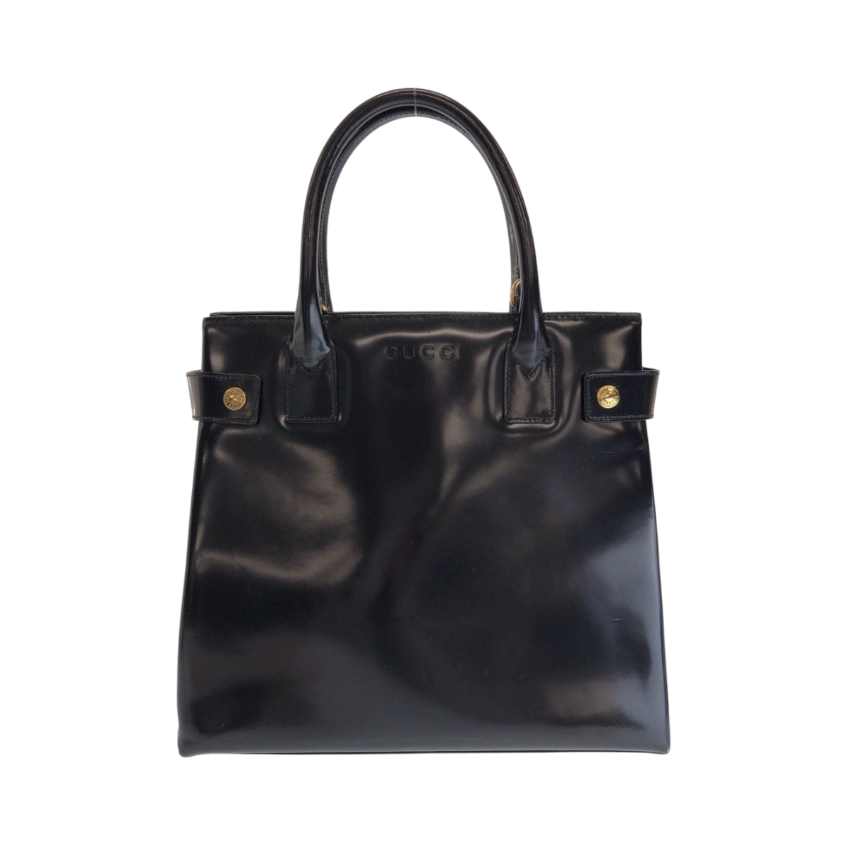GUCCI Tote Bag 000 1669 0503 enamel Black GoldMetal Tote Bag handbag Women Used Authentic