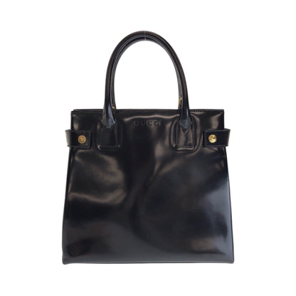 GUCCI Tote Bag 000 1669 0503 enamel Black GoldMetal Tote Bag handbag Women Used Authentic