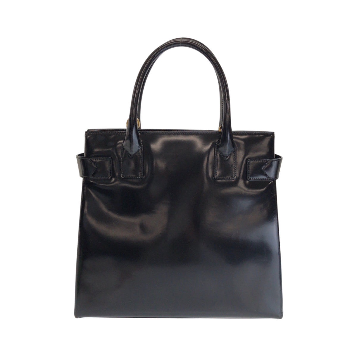GUCCI Tote Bag 000 1669 0503 enamel Black GoldMetal Tote Bag handbag Women Used Authentic