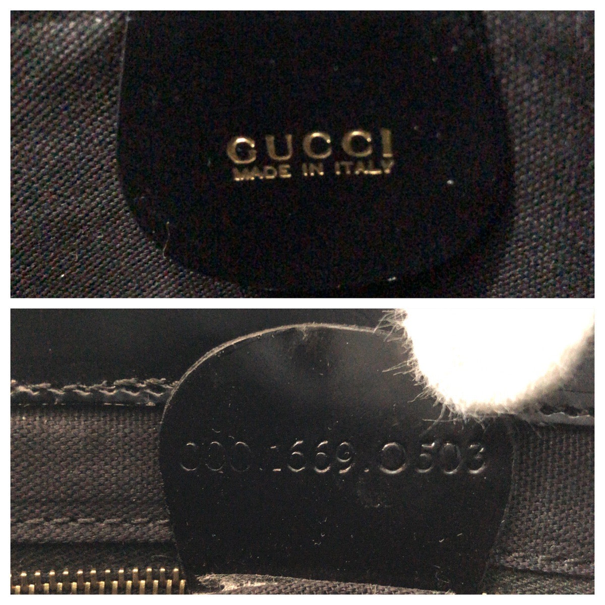 GUCCI Tote Bag 000 1669 0503 enamel Black GoldMetal Tote Bag handbag Women Used Authentic