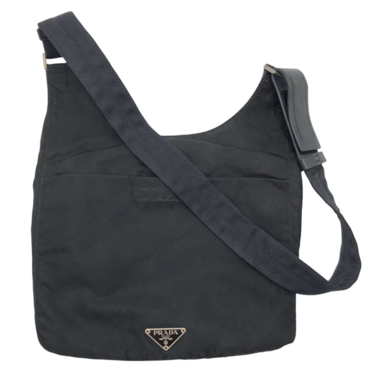 PRADA Shoulder Bag Nylon Black black Shoulder Bag Pochette Unisex Test Triangular logo Women Used Authentic