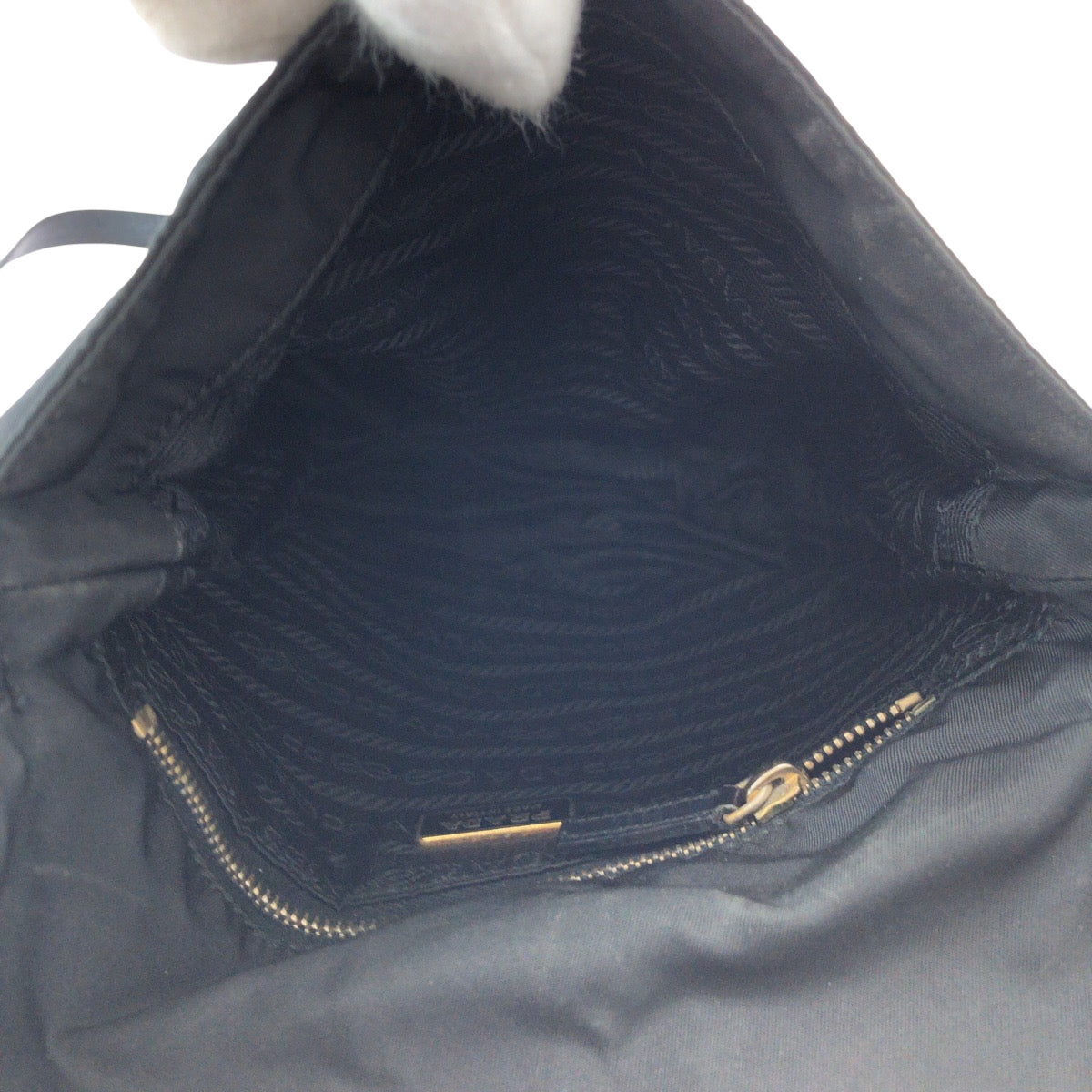 PRADA Shoulder Bag Nylon Black GoldMetal Shoulder Bag pochette Test Triangle With logo Women Used Authentic