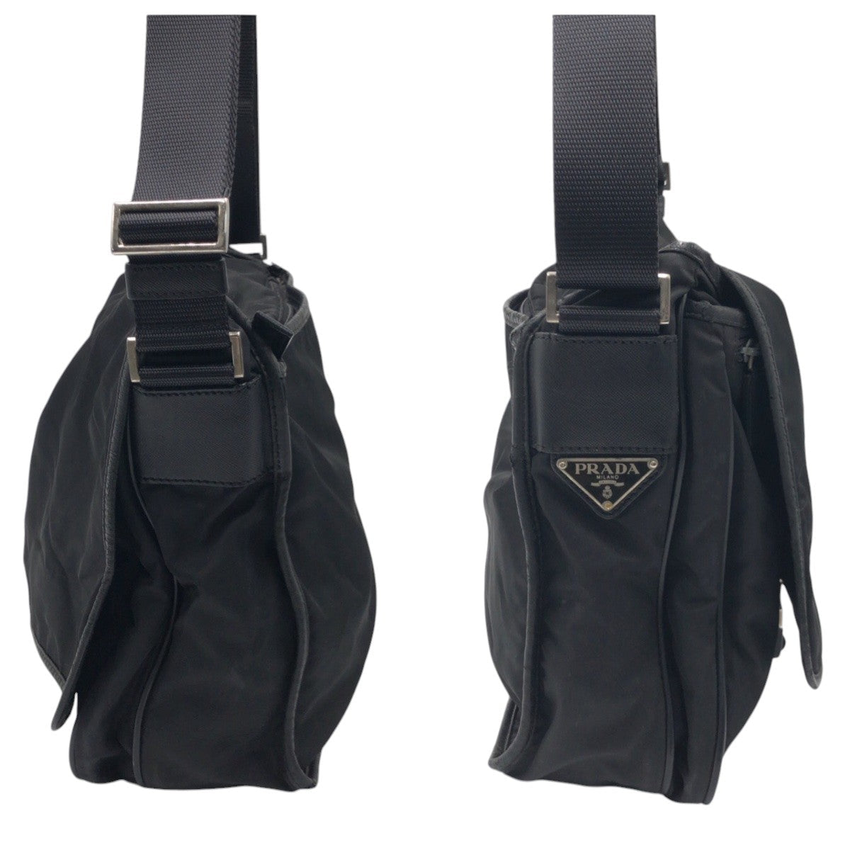 PRADA Shoulder Bag Nylon Black black Shoulder Bag Messenger Bag Unisex Test Triangular logo mens Used Authentic