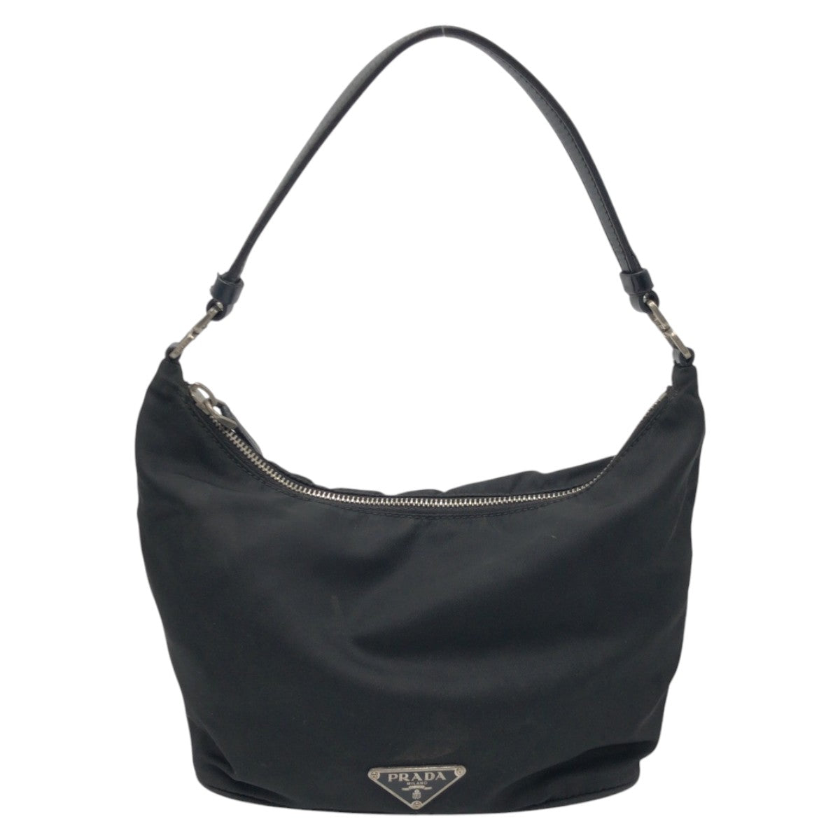 PRADA Shoulder Bag Nylon Black black Hobo Shoulder Bag Handbag Test Triangular logo Women Used Authentic