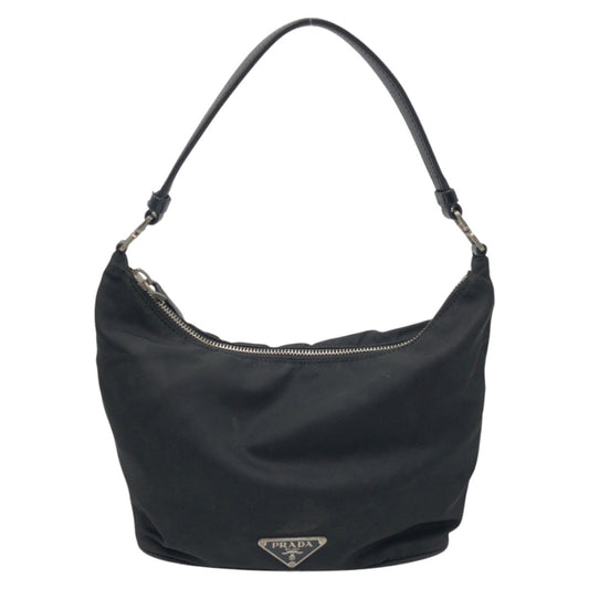 PRADA Shoulder Bag Nylon Black black Hobo Shoulder Bag Handbag Test Triangular logo Women Used Authentic