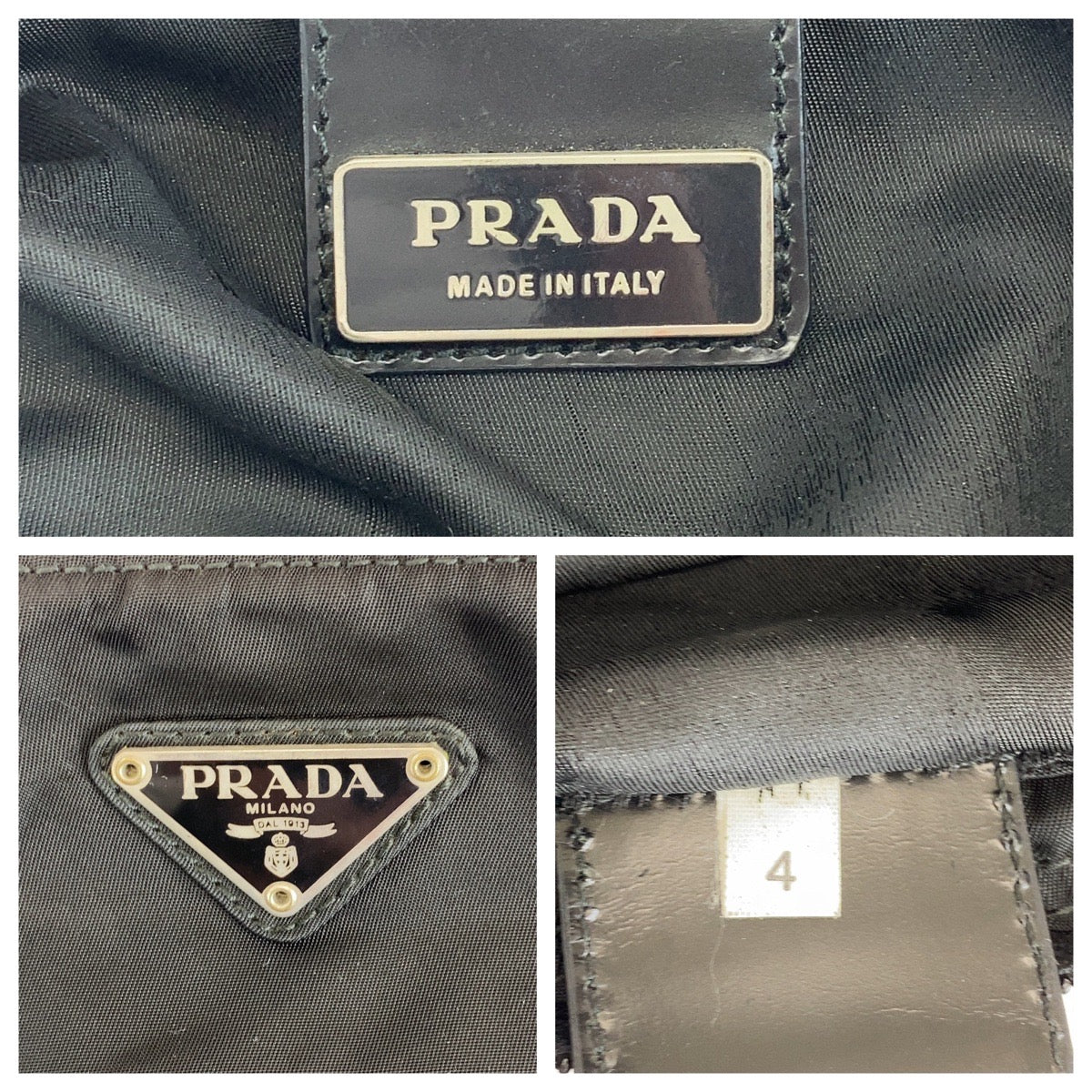 PRADA Shoulder Bag Nylon Black SilverMetal Shoulder Bag Sacoche Unisex Test Triangle With logo mens Used Authentic