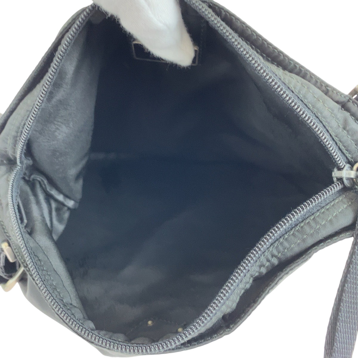 PRADA Shoulder Bag Nylon Black SilverMetal Shoulder Bag Sacoche Unisex Test Triangle With logo mens Used Authentic
