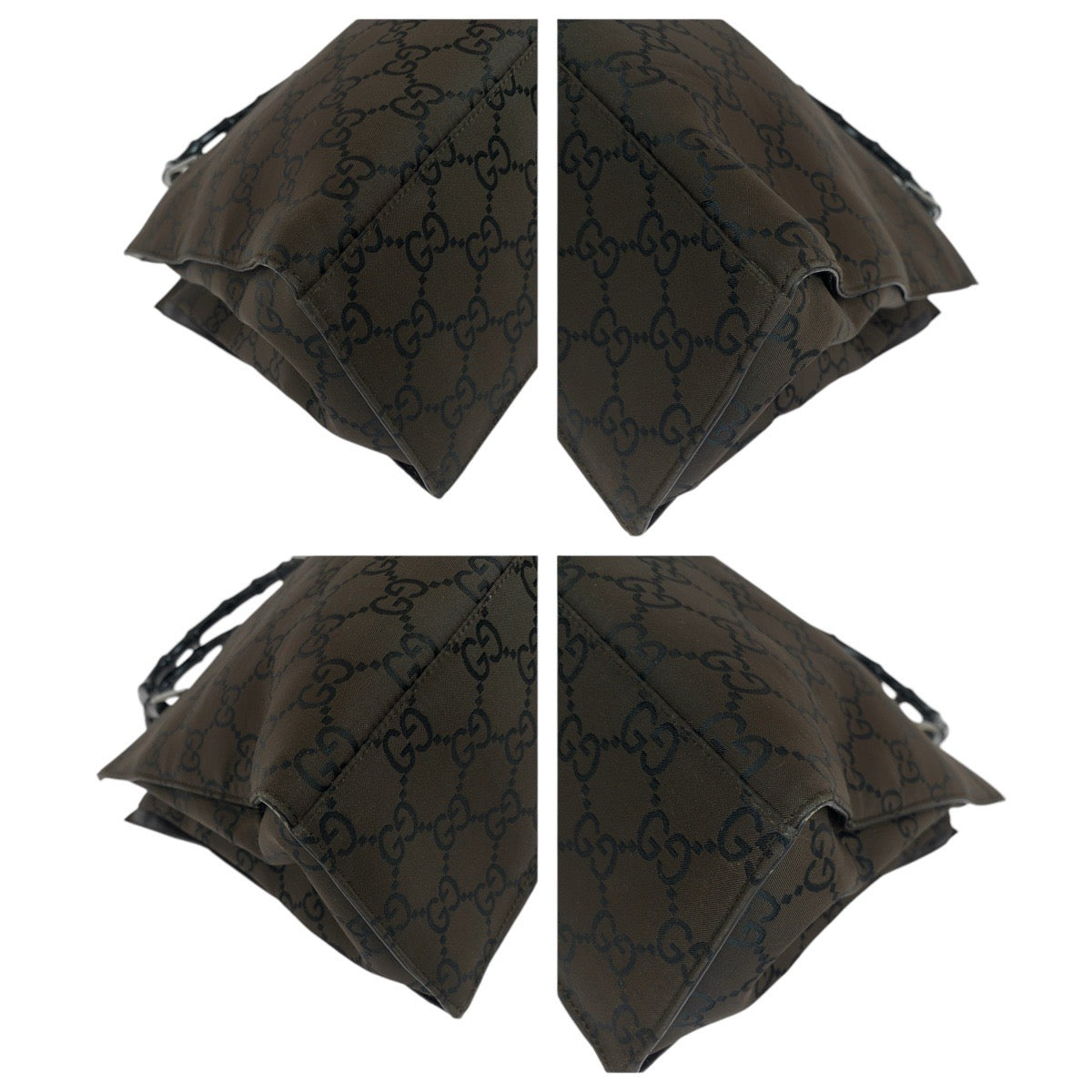 GUCCI Tote Bag 002 1010 GG canvas Brown Silver Metal Tote Bag handbag Bamboo Jumbo GG Women Used Authentic