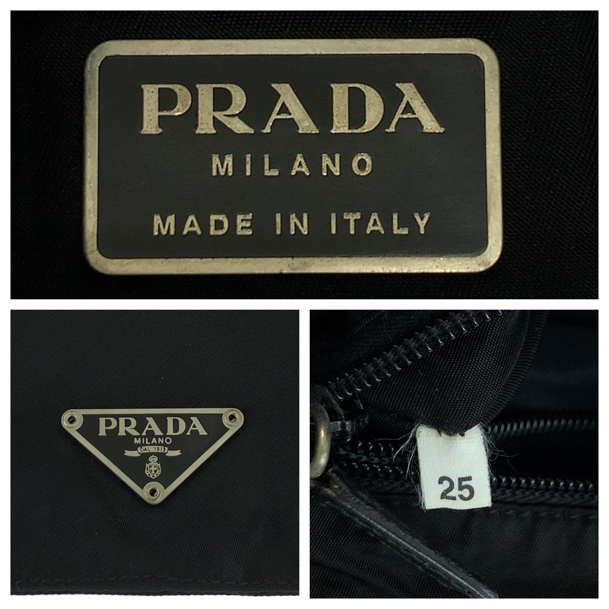 PRADA Shoulder Bag Nylon Black SilverMetal Shoulder Bag Sacoche Test Triangle With logo Women Used Authentic
