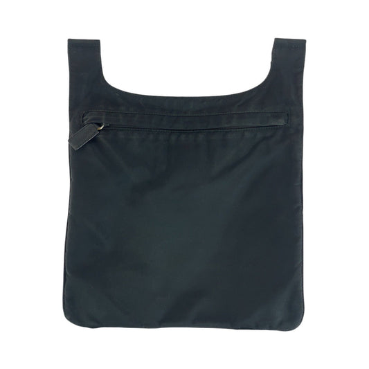 PRADA Shoulder Bag Nylon Black SilverMetal Shoulder Bag pochette Test Triangle With logo Women Used Authentic
