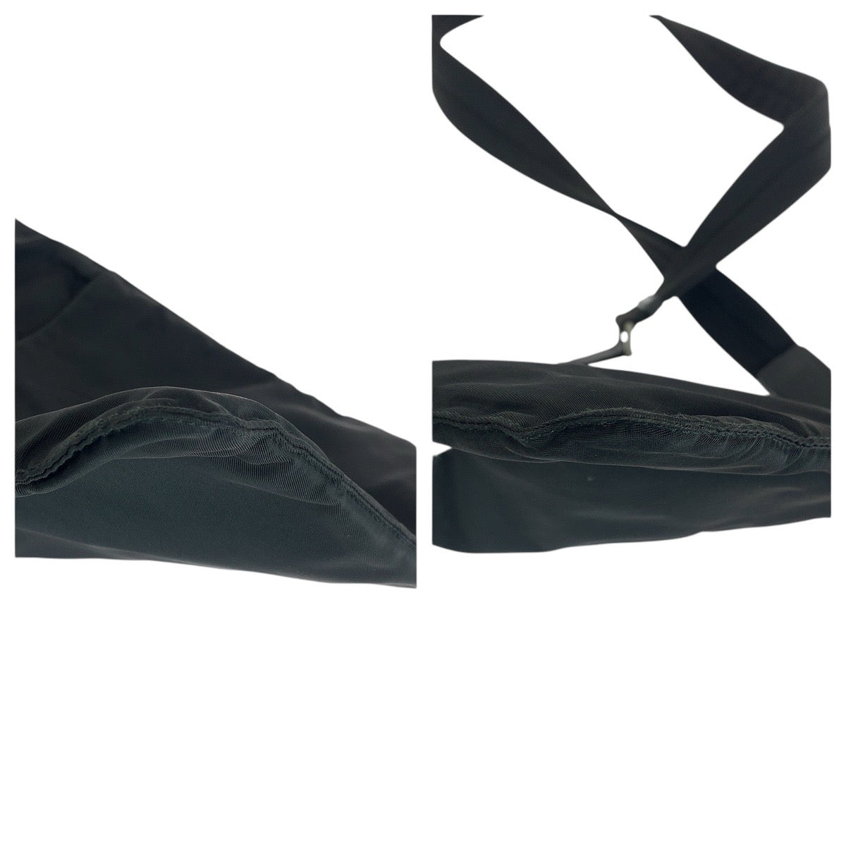 PRADA Shoulder Bag Nylon Black SilverMetal Shoulder Bag pochette Test Triangle With logo Women Used Authentic