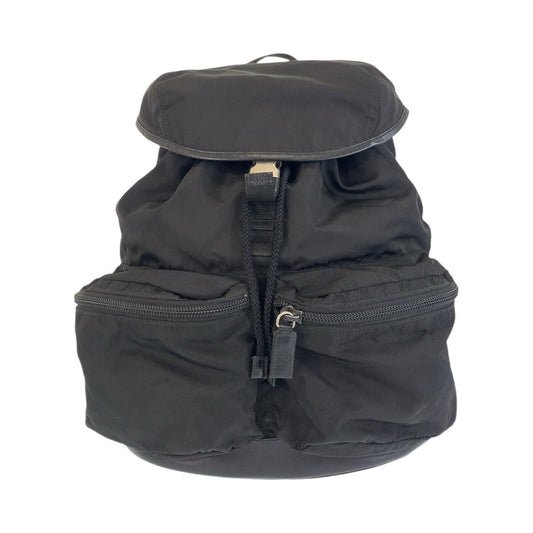 PRADA Backpack Nylon, Leather black Backpacks, Daypacks, Backpacks, Unisex Testo Saffiano Triangle With logo Women Used Authentic