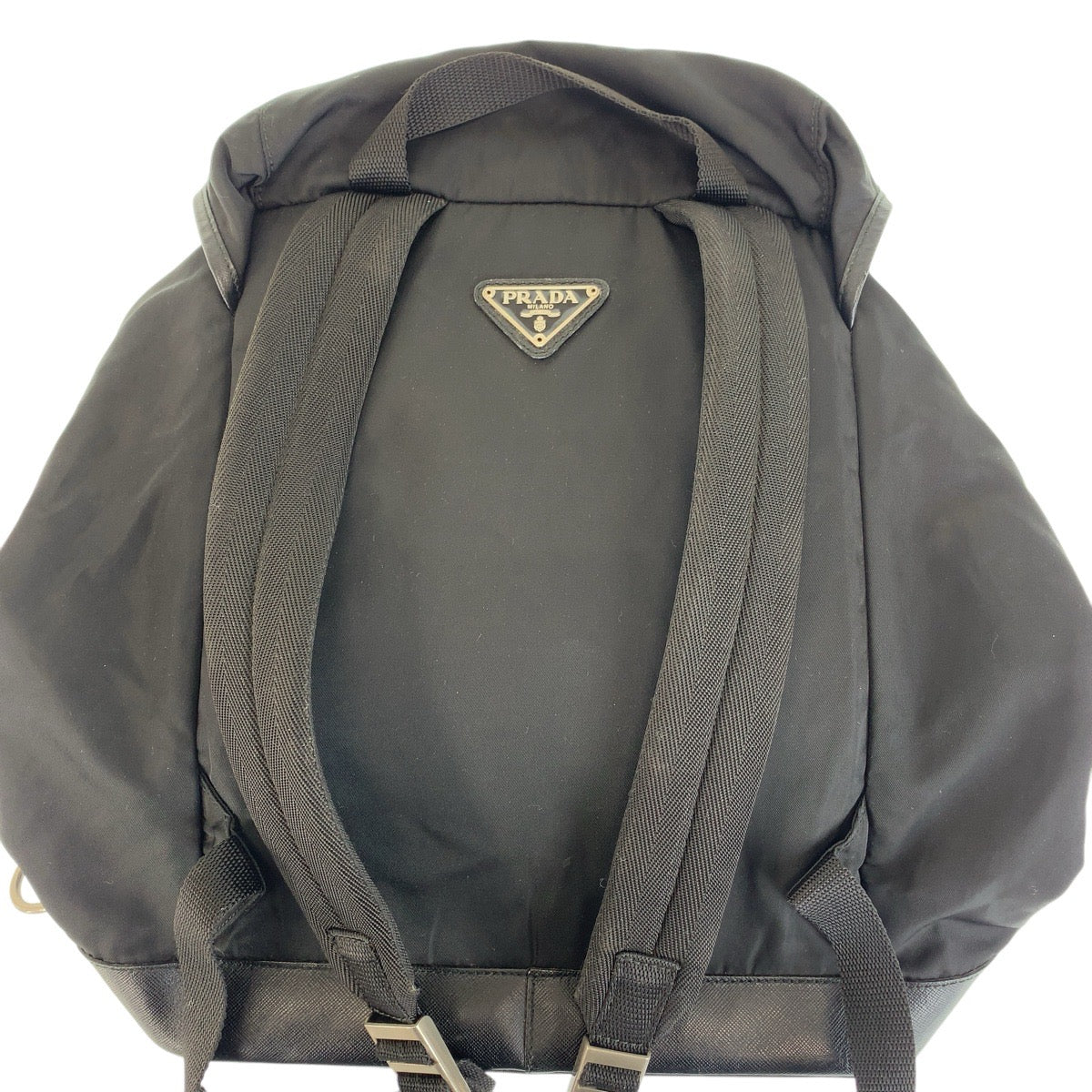 PRADA Backpack Nylon, Leather black Backpacks, Daypacks, Backpacks, Unisex Testo Saffiano Triangle With logo Women Used Authentic