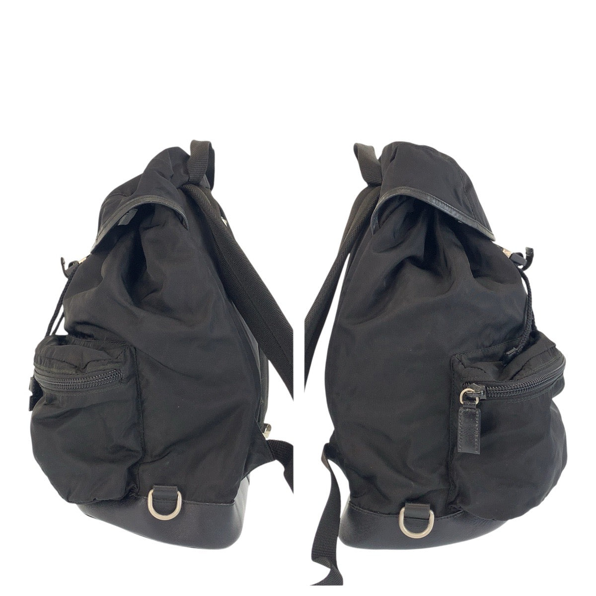 PRADA Backpack Nylon, Leather black Backpacks, Daypacks, Backpacks, Unisex Testo Saffiano Triangle With logo Women Used Authentic