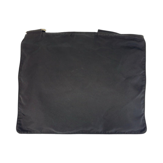 PRADA Shoulder Bag Nylon Black SilverMetal Shoulder Bag Test Triangle With logo Women Used Authentic