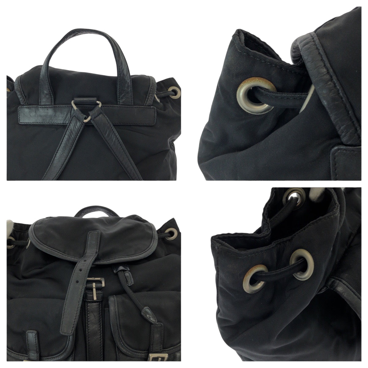 PRADA Backpack Nylon, Leather black Backpack Unisex Test Women Used Authentic