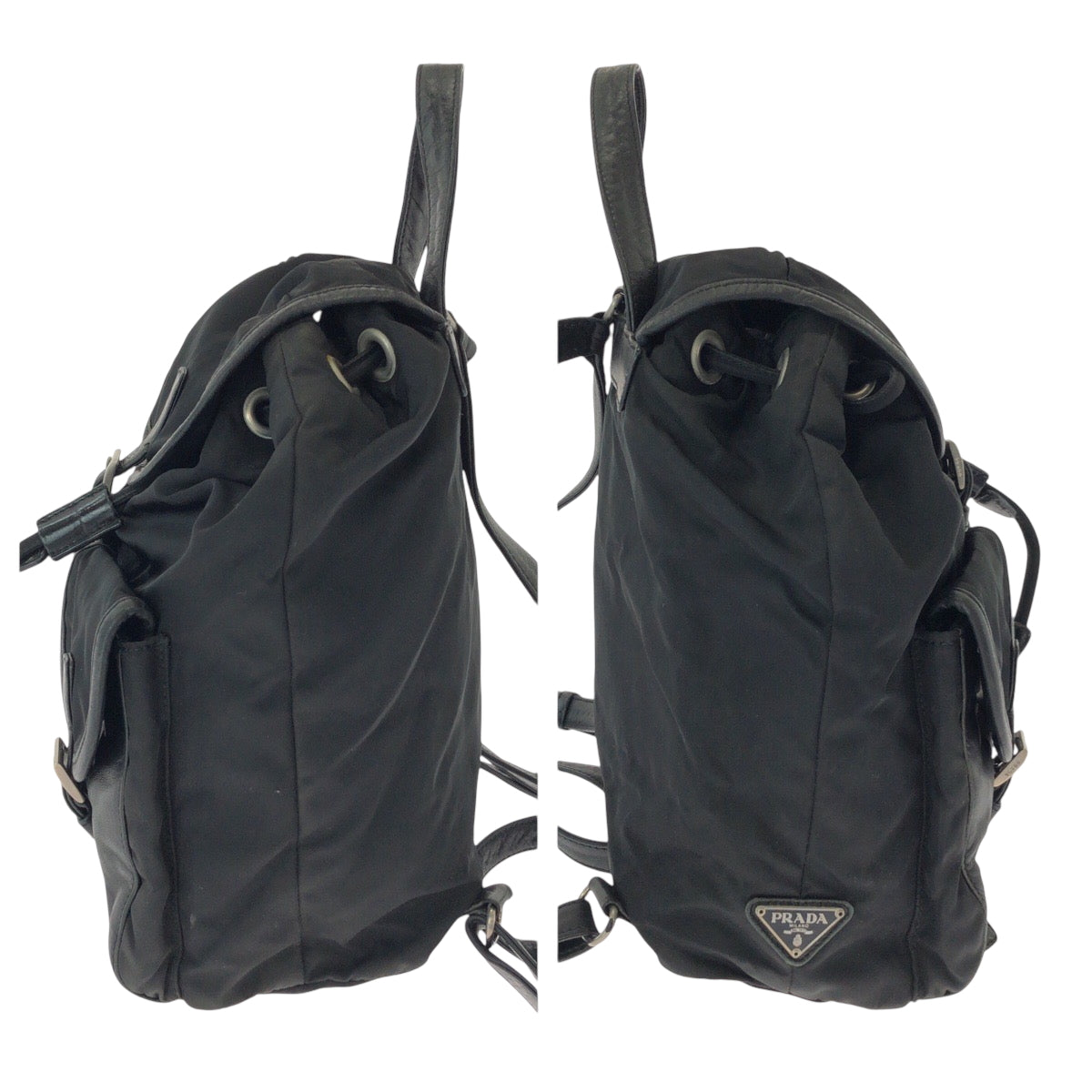 PRADA Backpack Nylon, Leather black Backpack Unisex Test Women Used Authentic