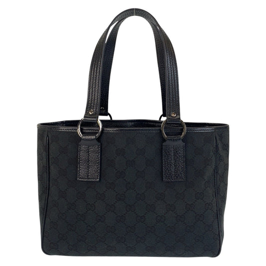 GUCCI Tote Bag 113019 GG canvas, leather Black black Tote Bag Shoulder Bag Women Used Authentic