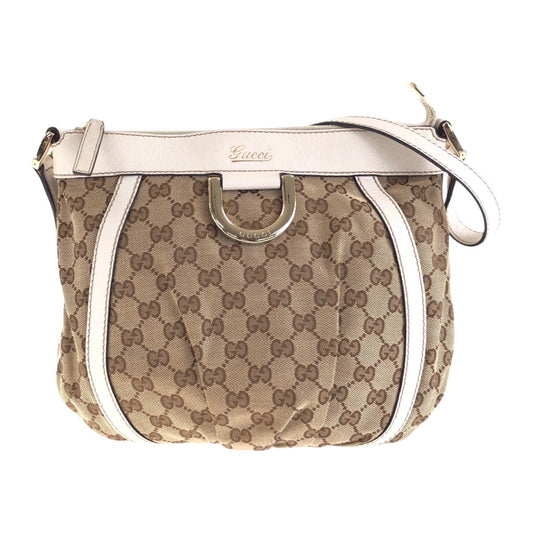 GUCCI Shoulder Bag 203257 GG canvas, leather Beige White Gold Metal Crossbody Shoulder Bag Women Used Authentic