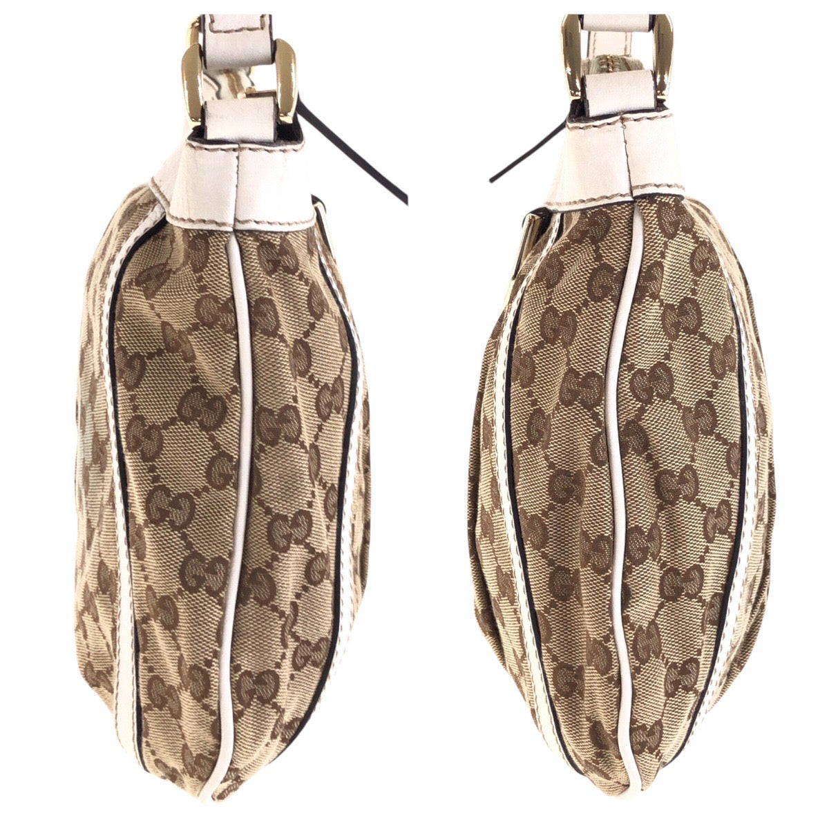 GUCCI Shoulder Bag 203257 GG canvas, leather Beige White Gold Metal Crossbody Shoulder Bag Women Used Authentic