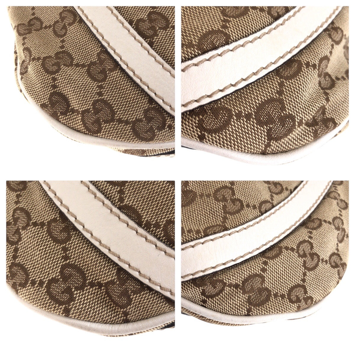 GUCCI Shoulder Bag 203257 GG canvas, leather Beige White Gold Metal Crossbody Shoulder Bag Women Used Authentic