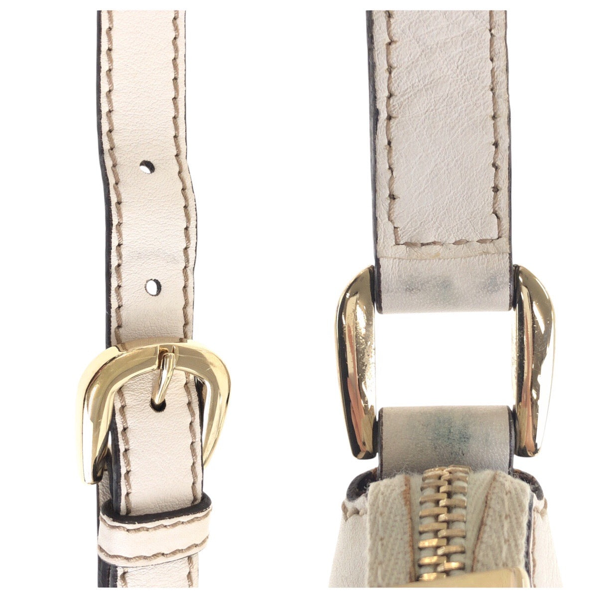 GUCCI Shoulder Bag 203257 GG canvas, leather Beige White Gold Metal Crossbody Shoulder Bag Women Used Authentic