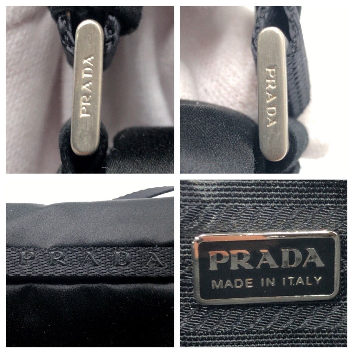PRADA Shoulder Bag Satin black Shoulder Bag One Shoulder Bag Women Used Authentic