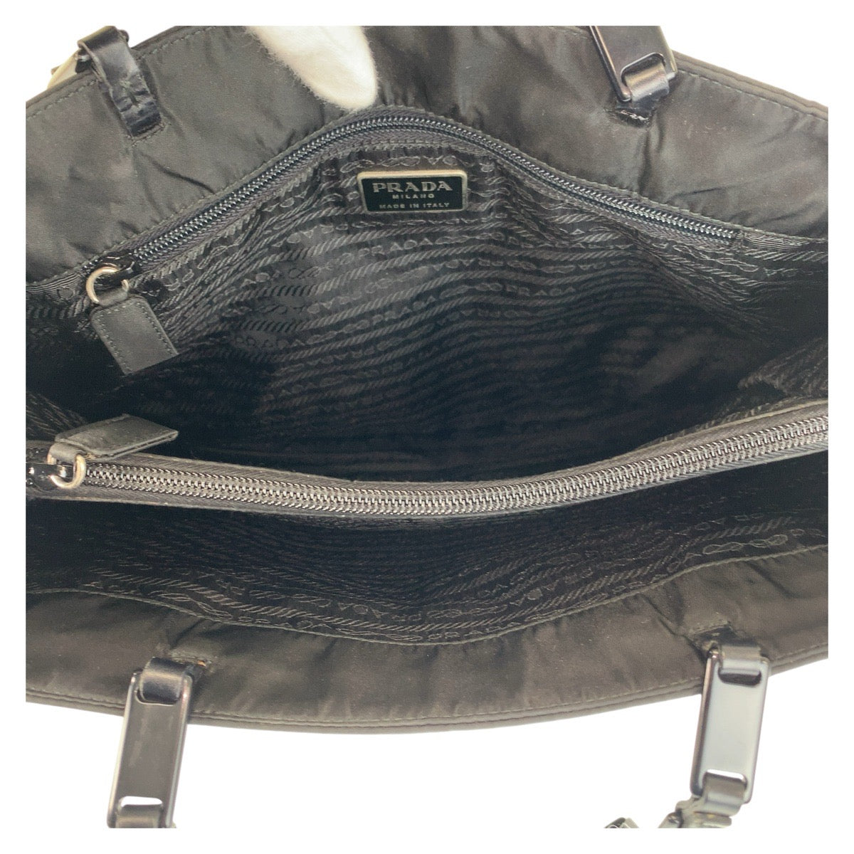 PRADA Tote Bag Nylon Black black Tote Bag Shoulder Bag Test Triangle With logo Women Used Authentic