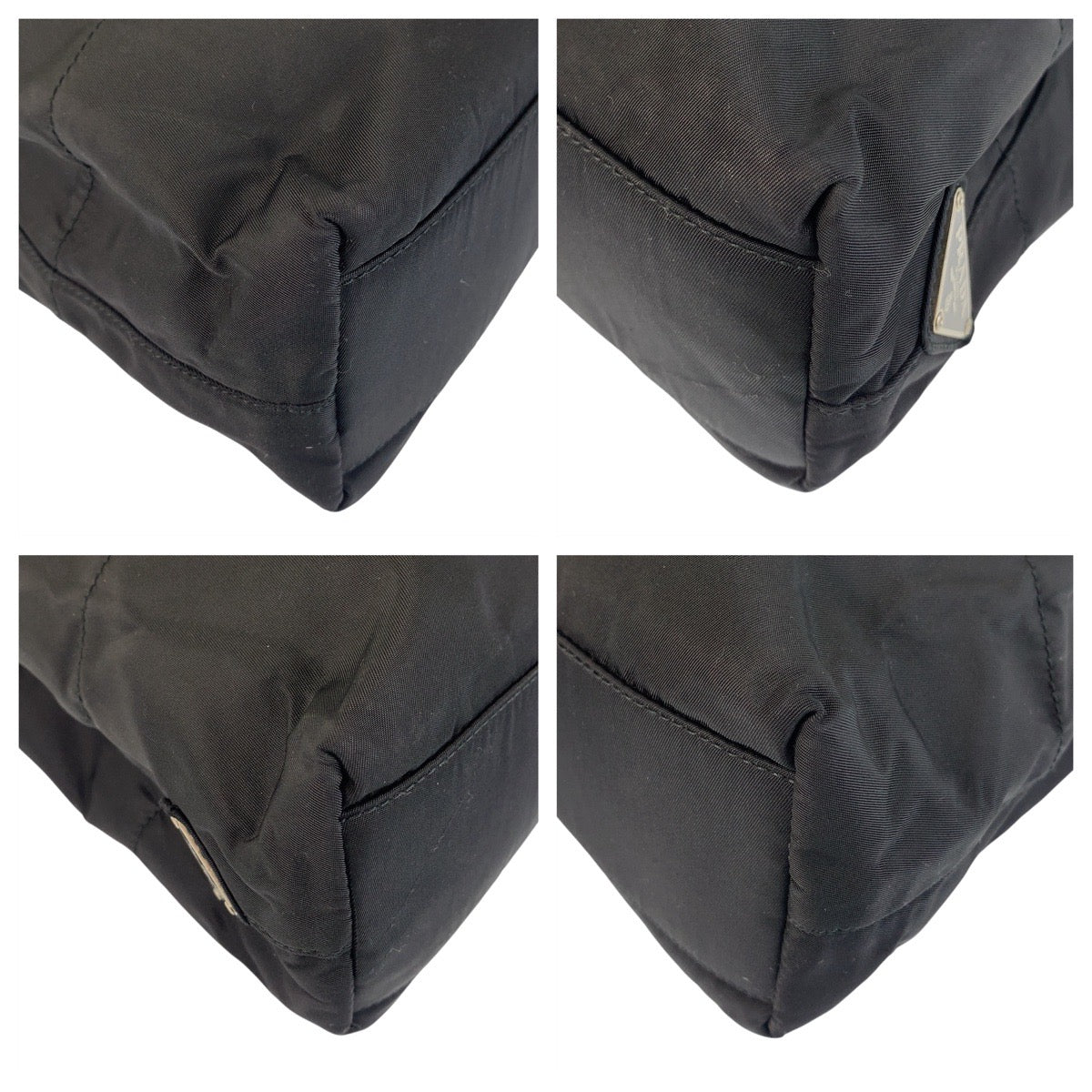 PRADA Tote Bag Nylon Black black Tote Bag Shoulder Bag Test Triangle With logo Women Used Authentic