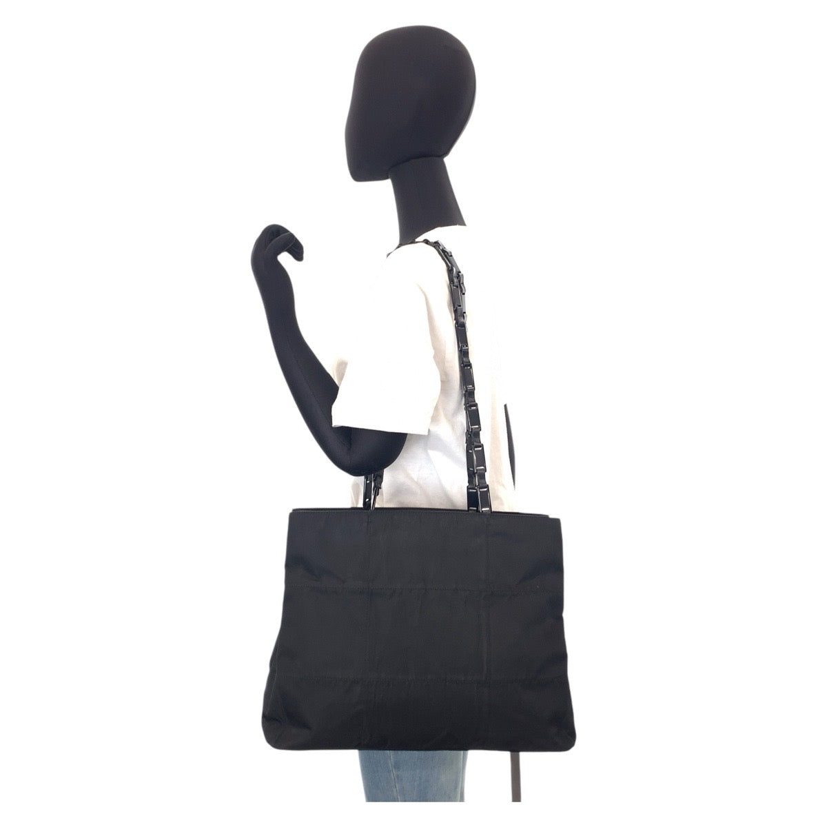 PRADA Tote Bag Nylon Black black Tote Bag Shoulder Bag Test Triangle With logo Women Used Authentic