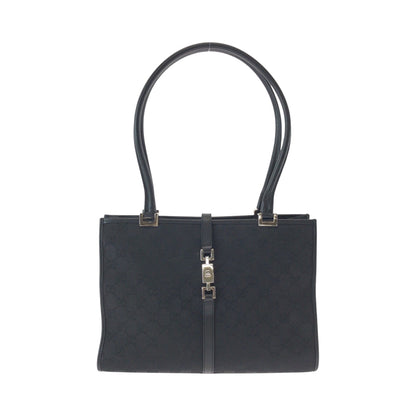 GUCCI Tote Bag 002 1073 GG canvas Black SilverMetal Tote Bag Shoulder Bag Jackie Women Used Authentic