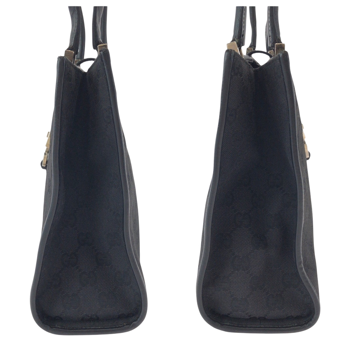 GUCCI Tote Bag 002 1073 GG canvas Black SilverMetal Tote Bag Shoulder Bag Jackie Women Used Authentic