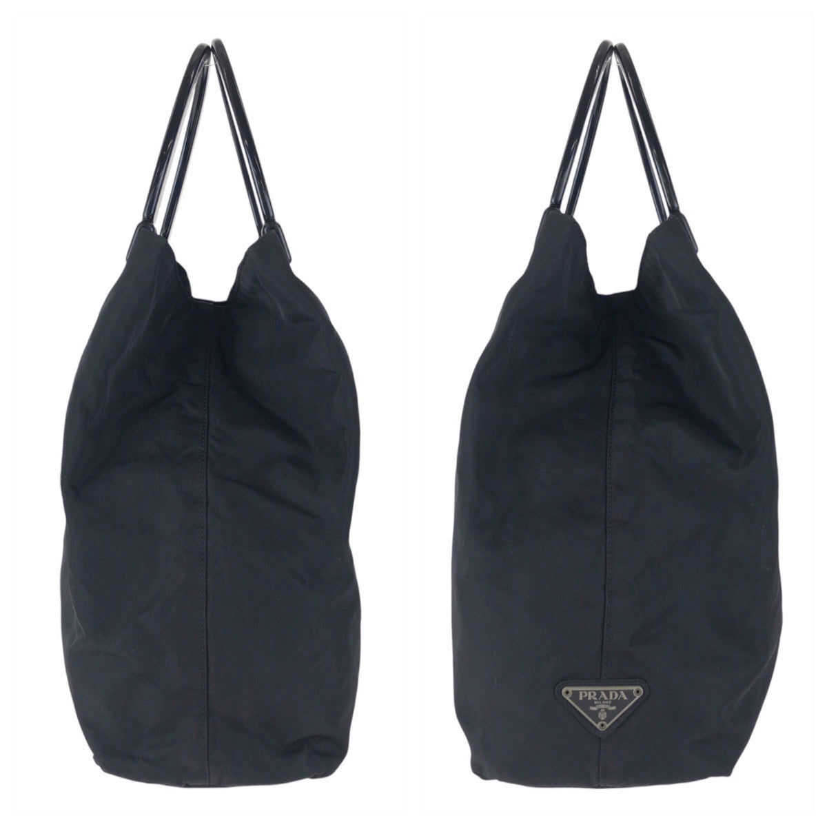 PRADA Tote Bag Nylon, Plastic Black black Tote Bag handbag Test Triangle With logo Women Used Authentic