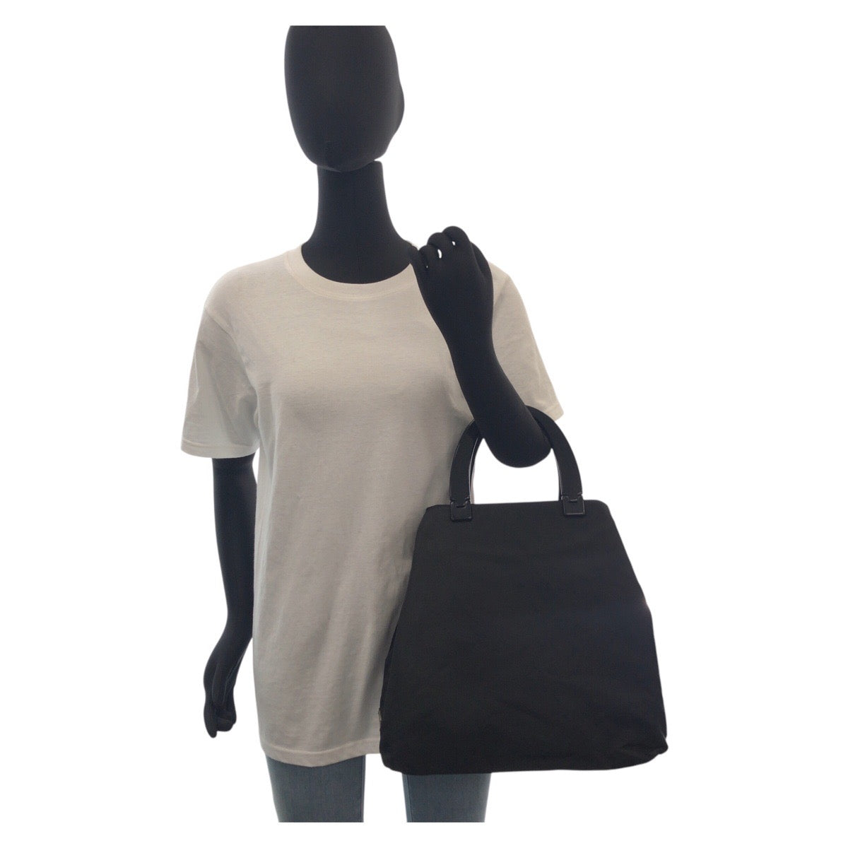 PRADA Tote Bag Nylon, Plastic Black black Tote Bag handbag Test Triangle With logo Women Used Authentic