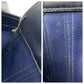 GUCCI Tote Bag GG Supreme canvas, leather Navy gray Tote Bag Sherry line Women Used Authentic