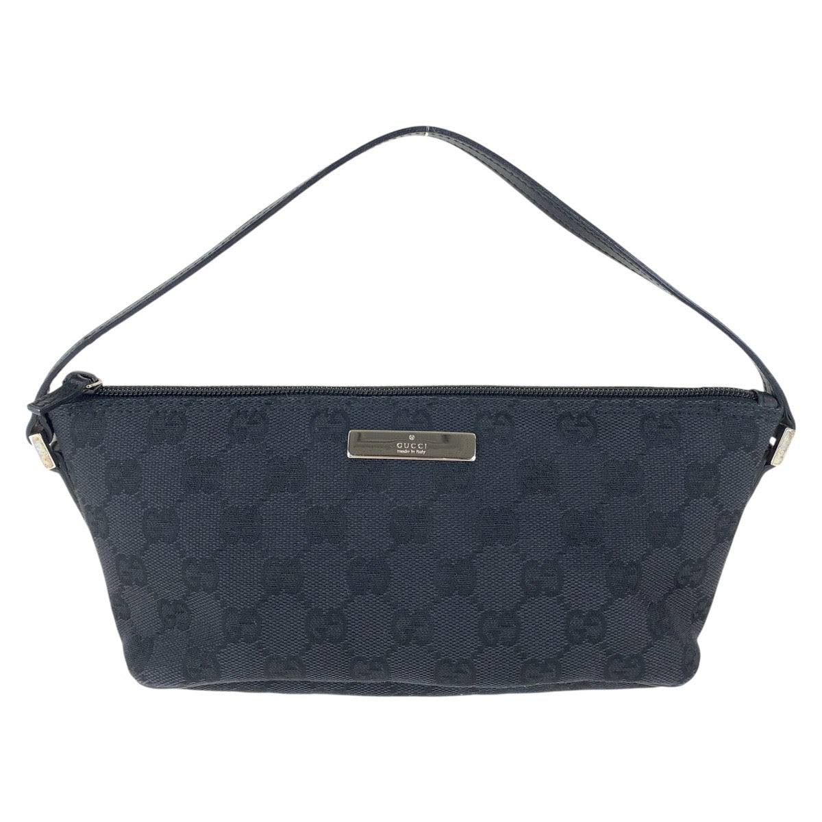 GUCCI Handbag 039 1103 GG canvas, leather Black SilverMetal Handbag accessory pouch Women Used Authentic