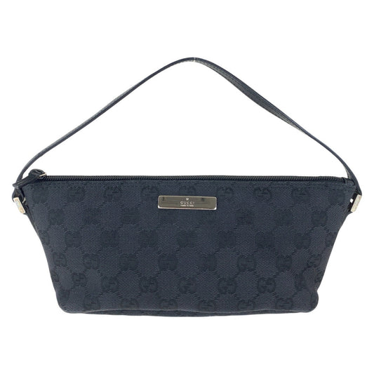 GUCCI Handbag 039 1103 GG canvas, leather Black SilverMetal Handbag accessory pouch Women Used Authentic