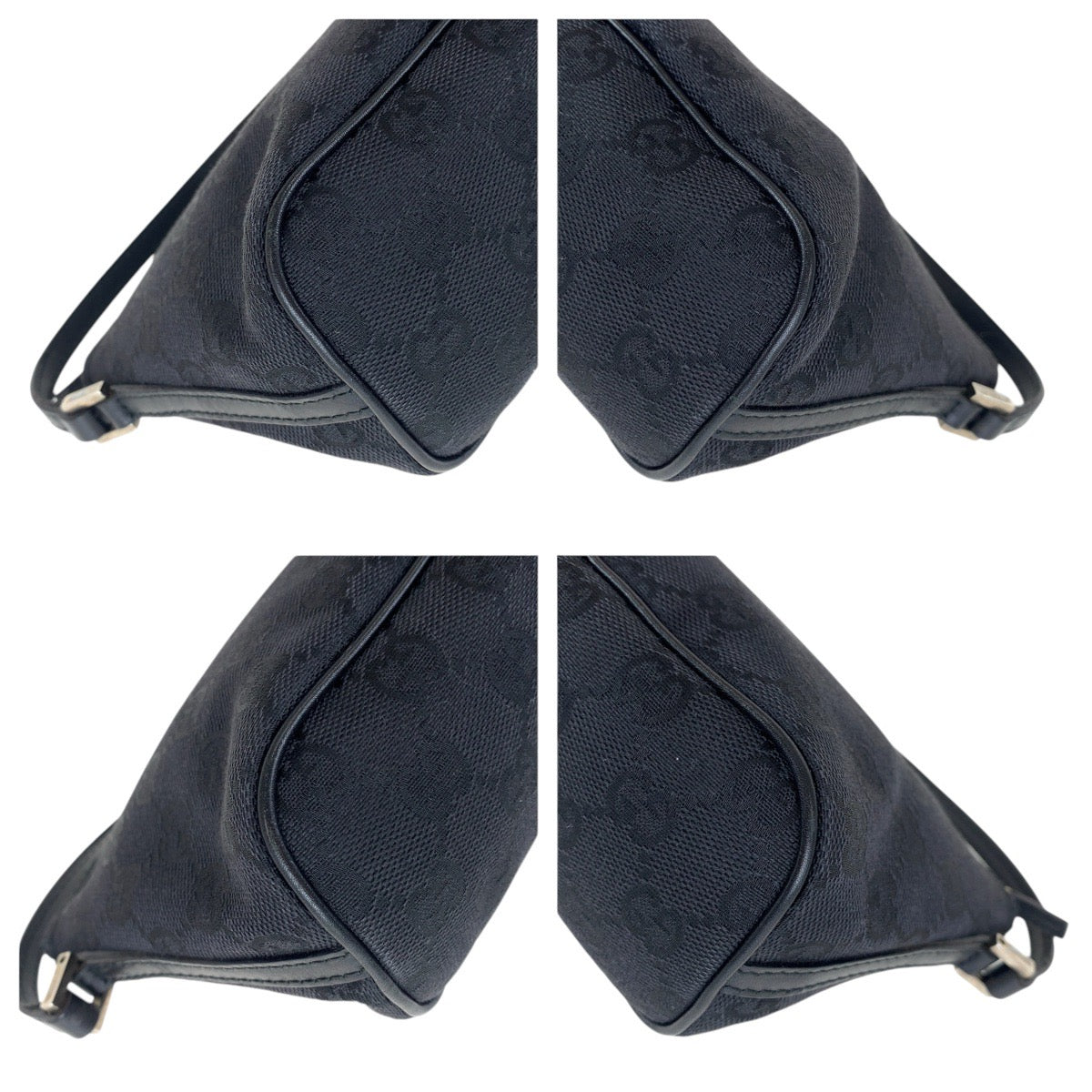 GUCCI Handbag 039 1103 GG canvas, leather Black SilverMetal Handbag accessory pouch Women Used Authentic