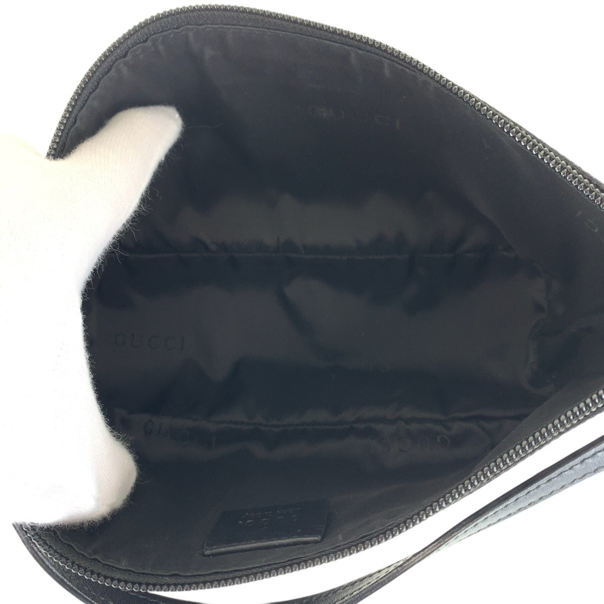 GUCCI Handbag 039 1103 GG canvas, leather Black SilverMetal Handbag accessory pouch Women Used Authentic