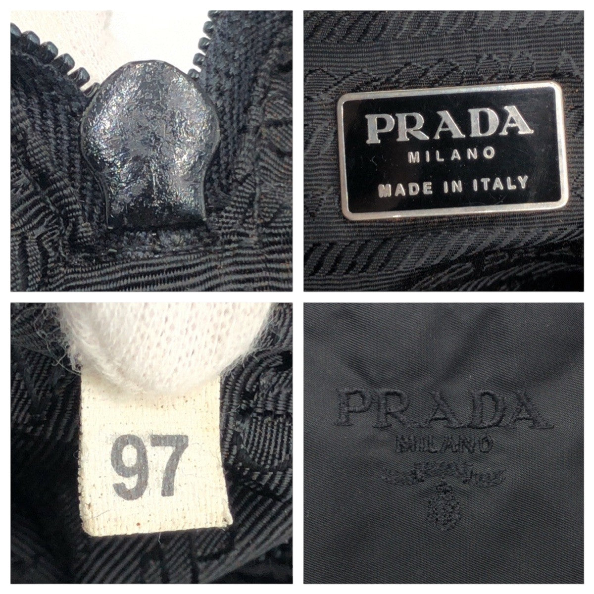 PRADA Handbag Nylon Black black Test Logo embroidery Women Used Authentic