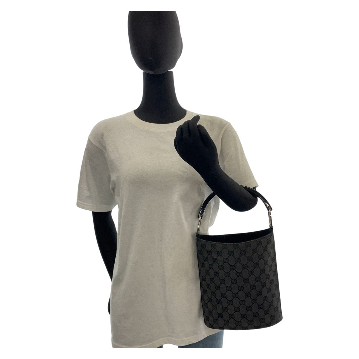 GUCCI Handbag 001 3753 GG canvas, plastic Black black Handbag Women Used Authentic