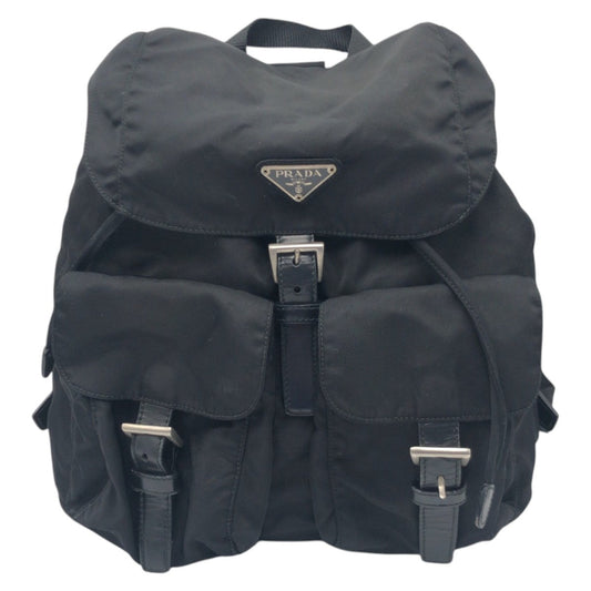PRADA Backpack Nylon Black black Backpack Unisex Test Triangular logo Women Used Authentic