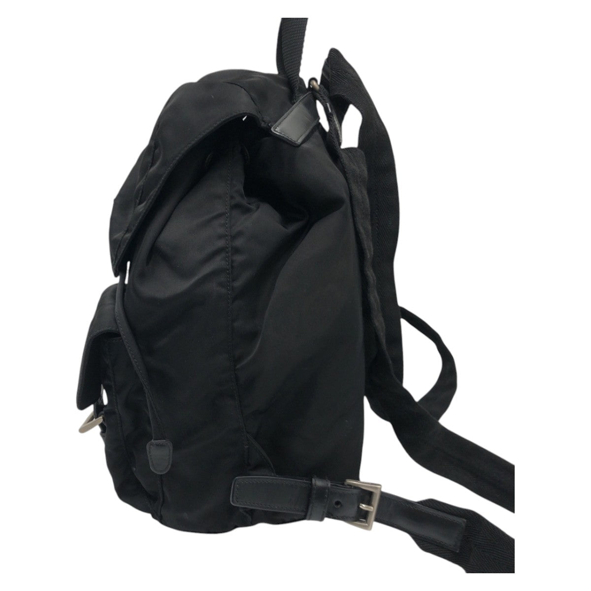 PRADA Backpack Nylon Black black Backpack Unisex Test Triangular logo Women Used Authentic