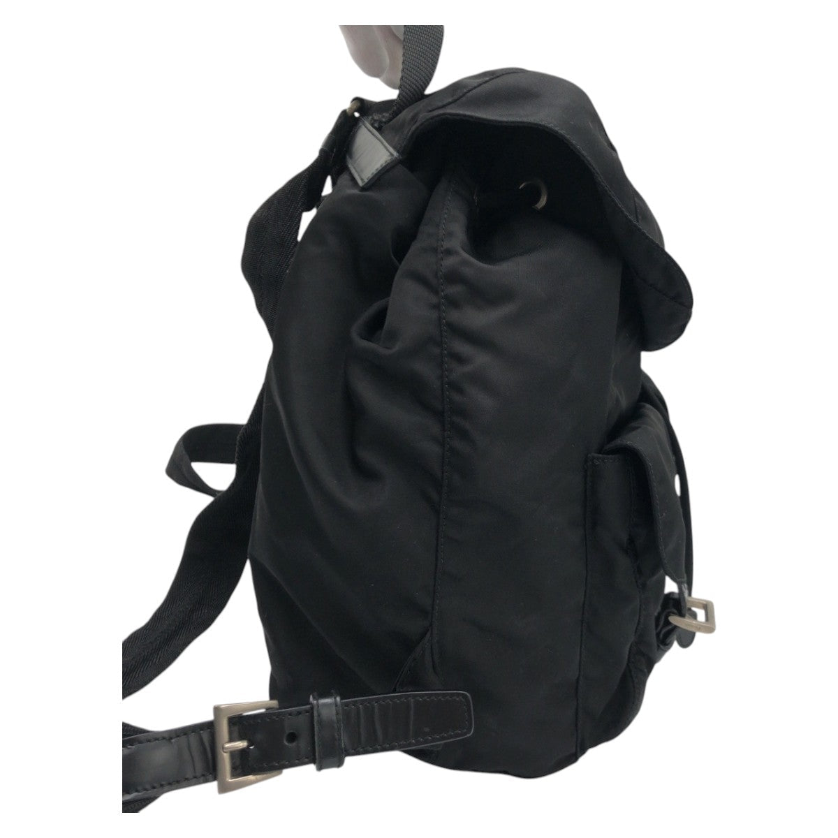 PRADA Backpack Nylon Black black Backpack Unisex Test Triangular logo Women Used Authentic