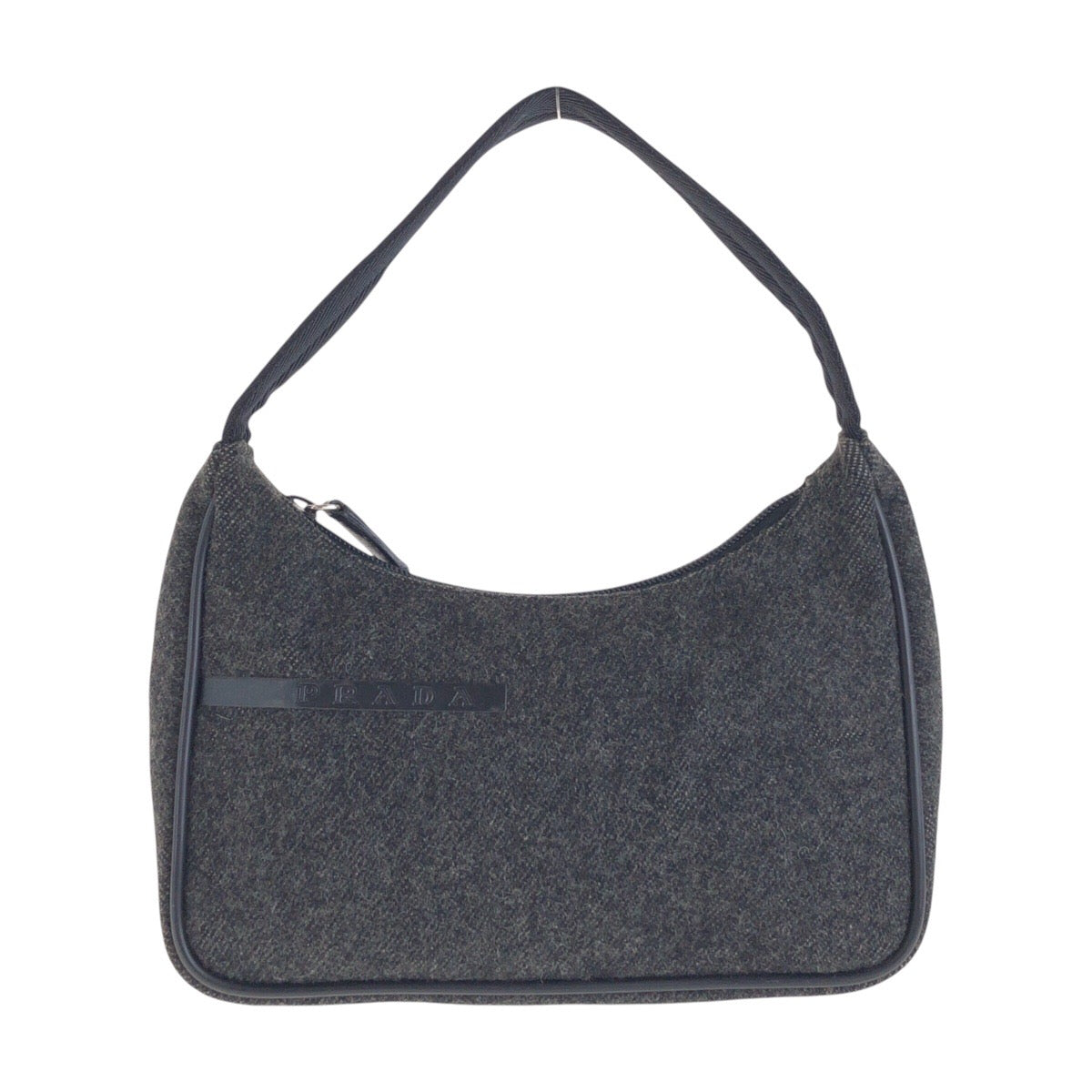 PRADA Handbag Wool, Nylon Gray Navy SilverMetal Handbag accessory pouch PRADA Sports Women Used Authentic