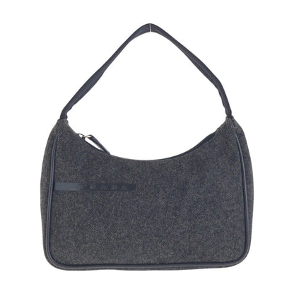 PRADA Handbag Wool, Nylon Gray Navy SilverMetal Handbag accessory pouch PRADA Sports Women Used Authentic