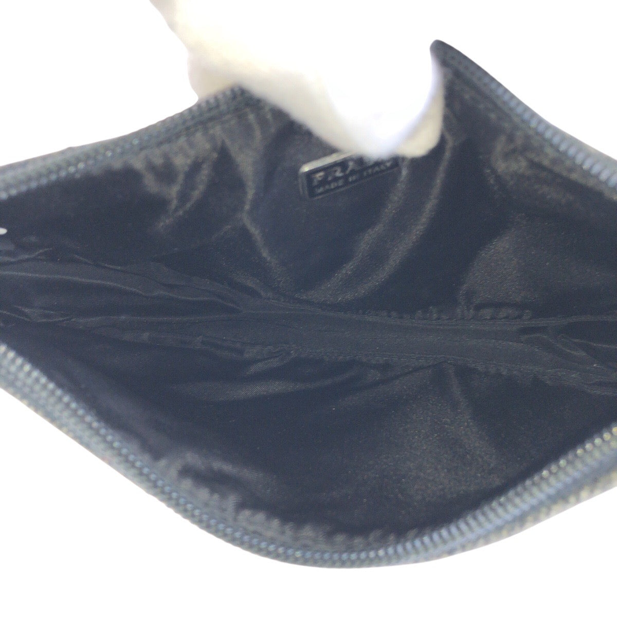 PRADA Handbag Wool, Nylon Gray Navy SilverMetal Handbag accessory pouch PRADA Sports Women Used Authentic